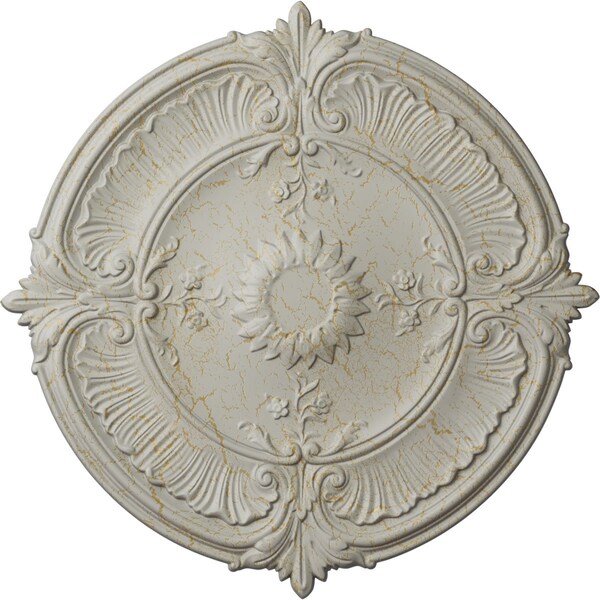 Ekena Millwork Attica Acanthus Leaf Medallion (Canopies up to 3 1/4"), 30 1/8"OD x 1 1/2"P, Pot of Cream Crackle CM30ATPCC - main